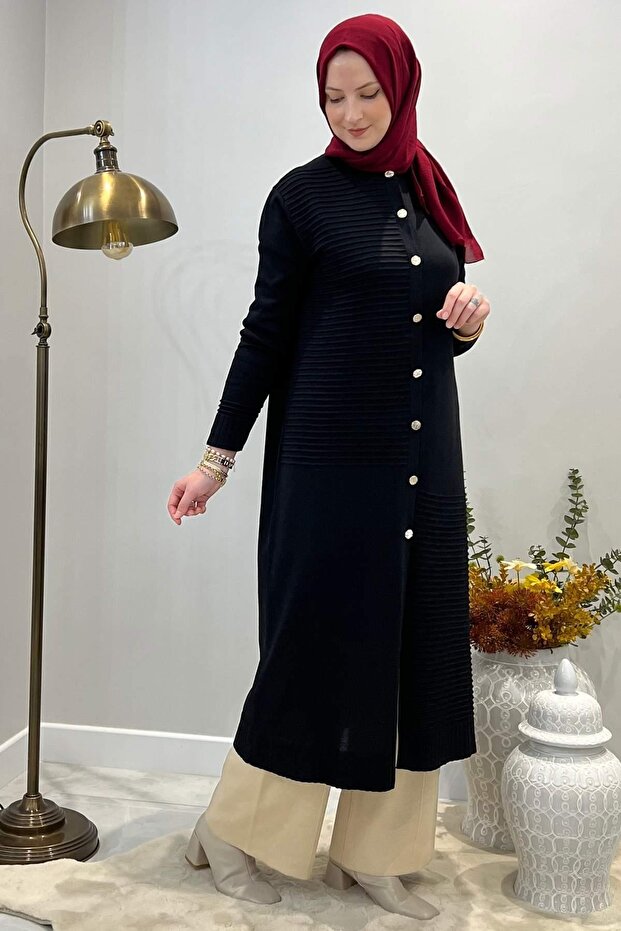 Manolya Siyah Triko Hırka - 3