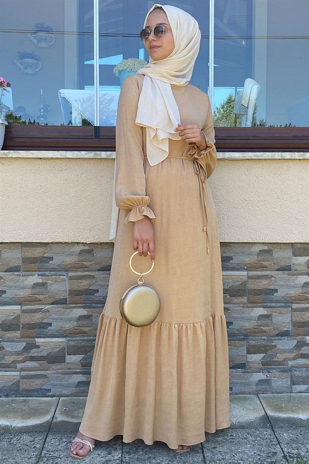 Duru Simli Camel Elbise - 6