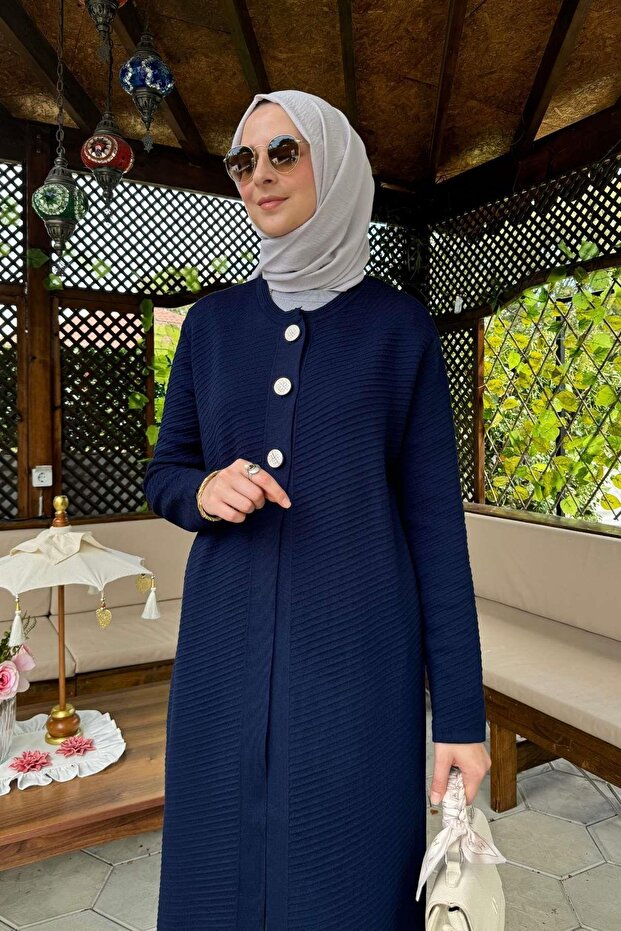 Sinem Çelik Örme Triko Hırka Lacivert - 9