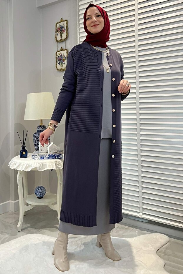 Manolya Antrasit Triko Hırka - 9