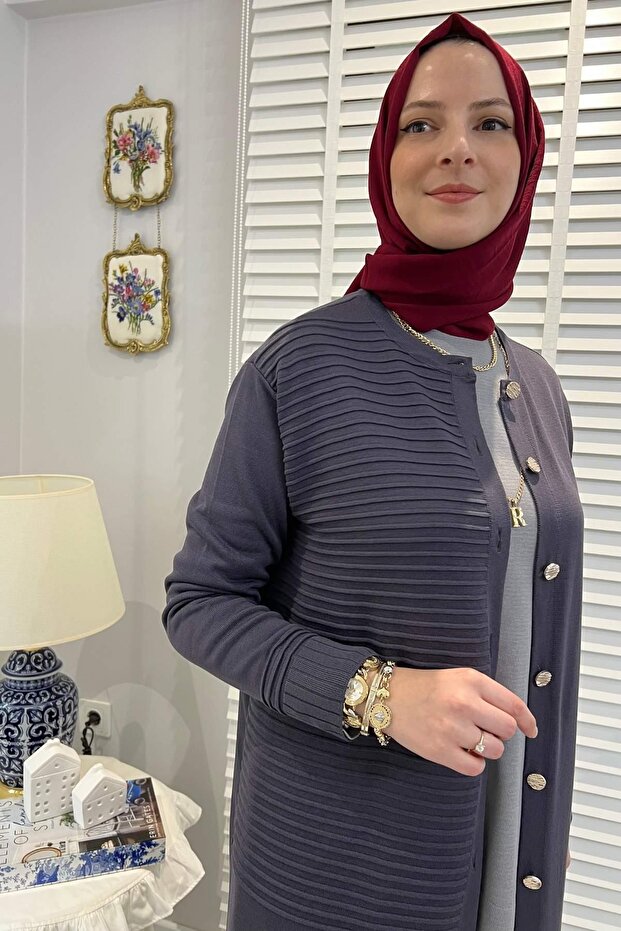 Manolya Antrasit Triko Hırka - 5