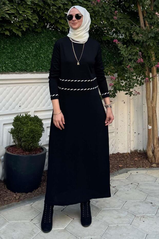 Samanyolu Siyah Triko Elbise - 4