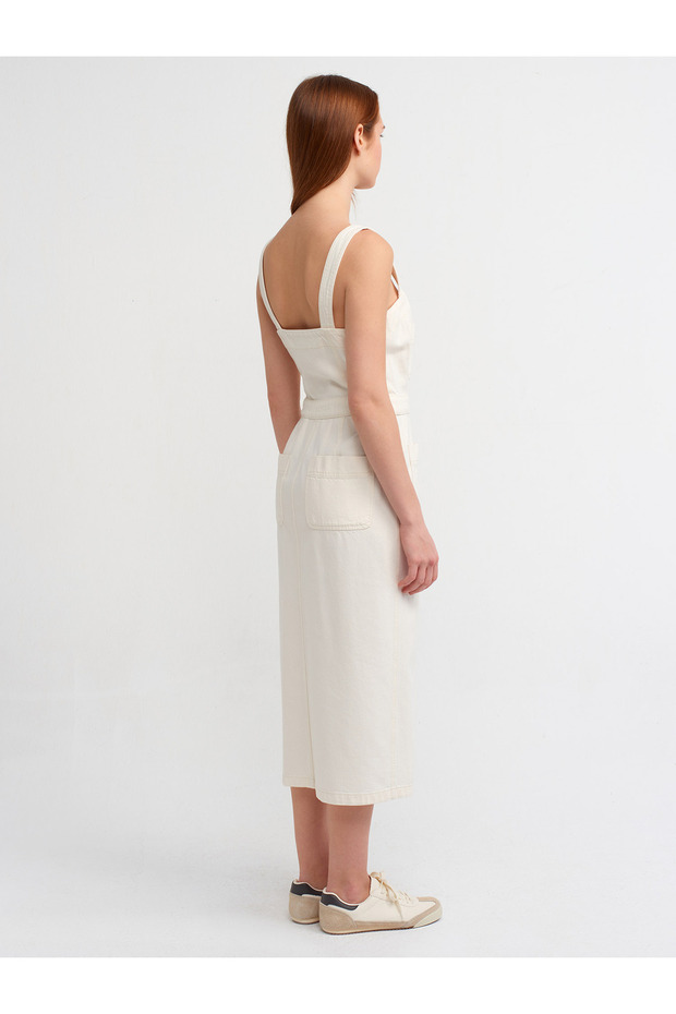 90767 Denim Midi Elbise-natural - 2