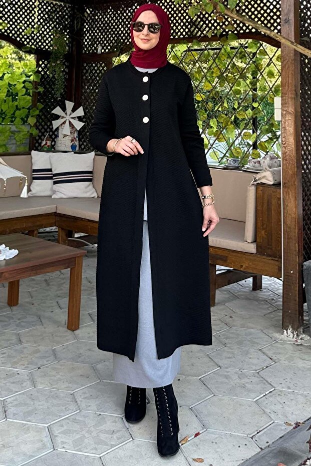 Sinem Çelik Örme Triko Hırka Siyah - 4