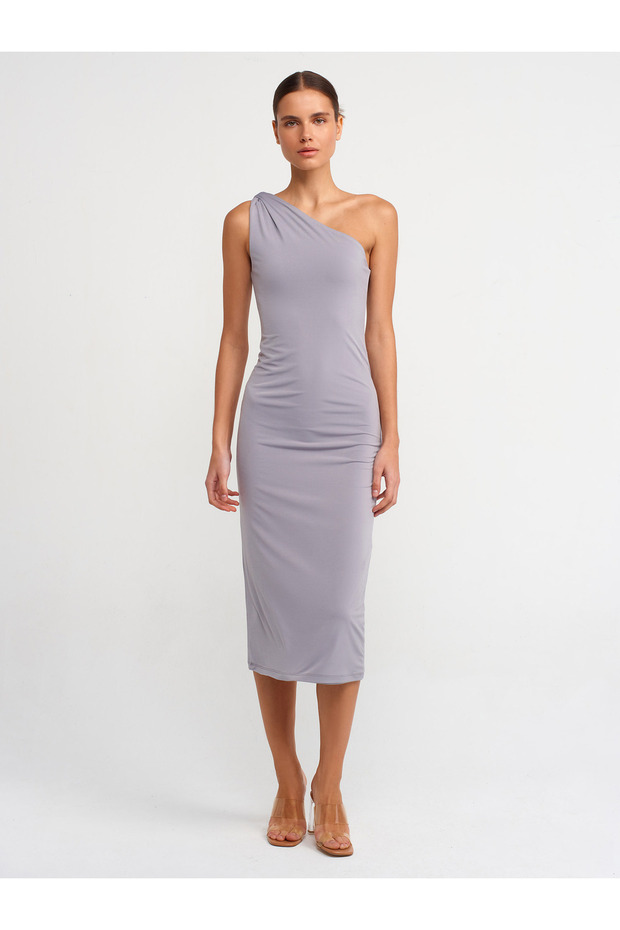 90717 Midi Elbise-Gri - 1
