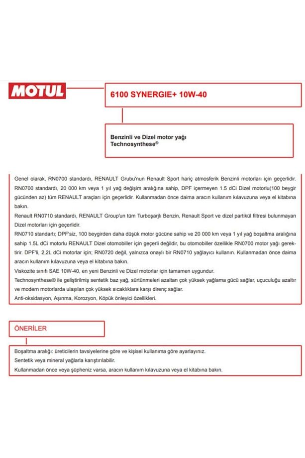 6100 Synergie SAE 10W-40 Motor Yağı 5 L - 3