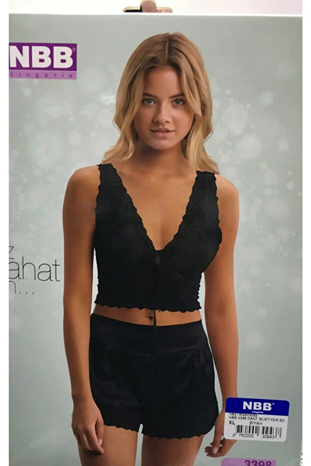 3398 Dantelli Büstiyer Şort Takım - 2