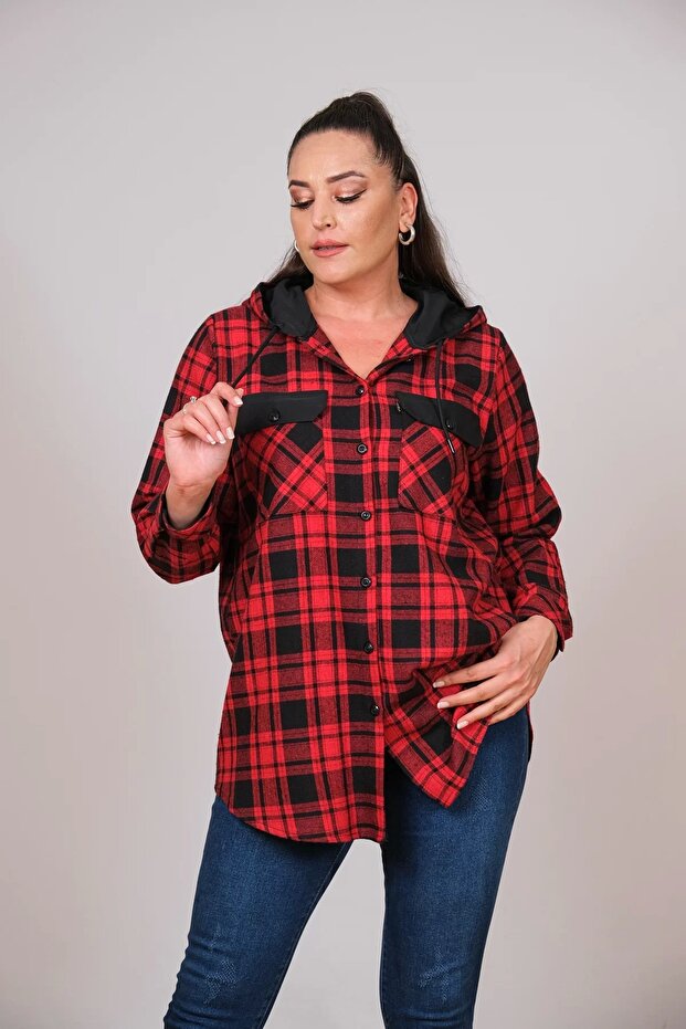Plus Size Hooded Women's Shirt