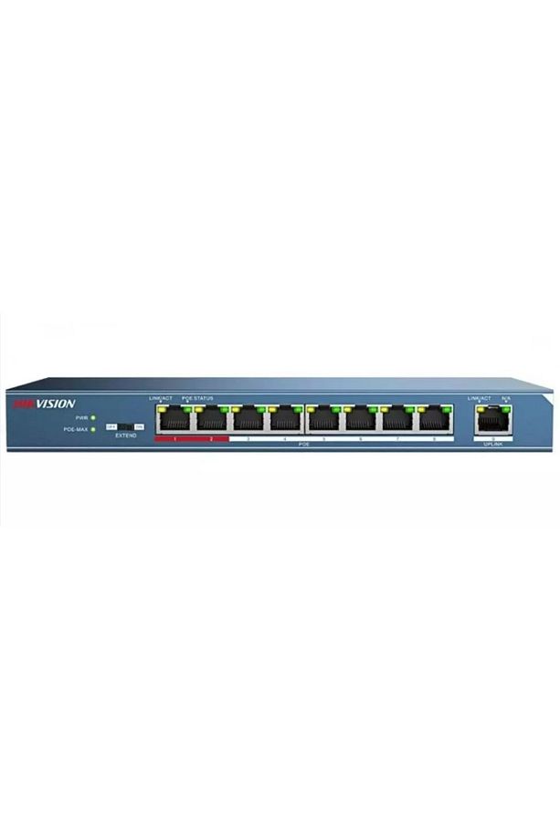 Hıkvısıon 8 Port Poe Ds-3e0109p-e/m(b) 10/100, 8x Poe 60w, Yönetilemez Switch - 1