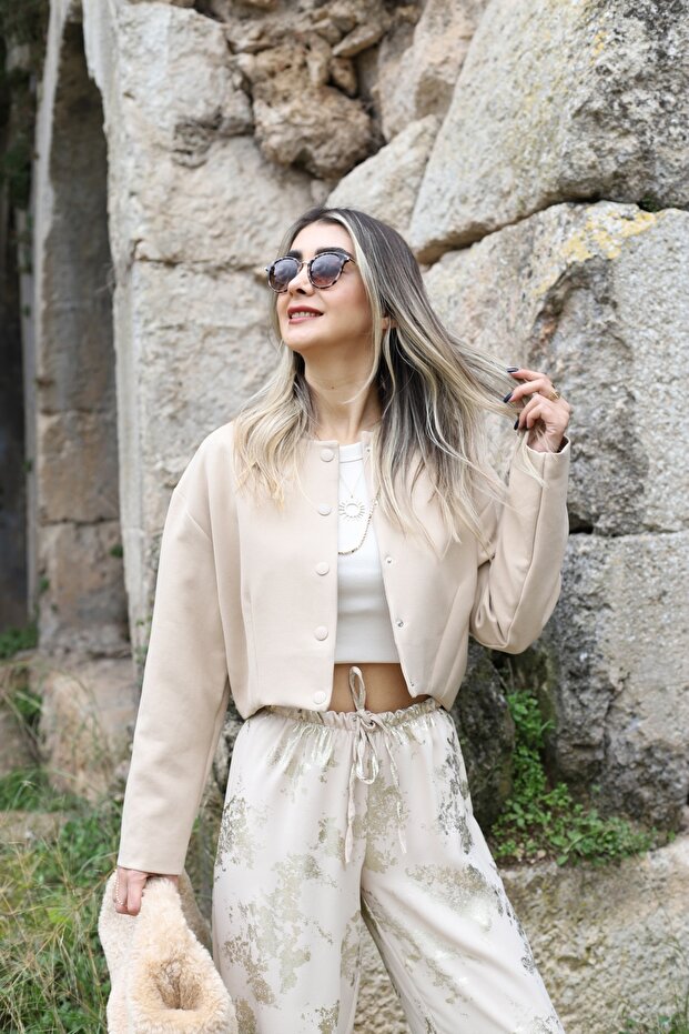 Beige Orjin Bomber Jacket