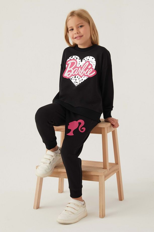 Lisanslı 1764 Sweatshirt ve Pantolon Alt Üst Kız Çocuk Eşofman Takımı SİYAH - 5