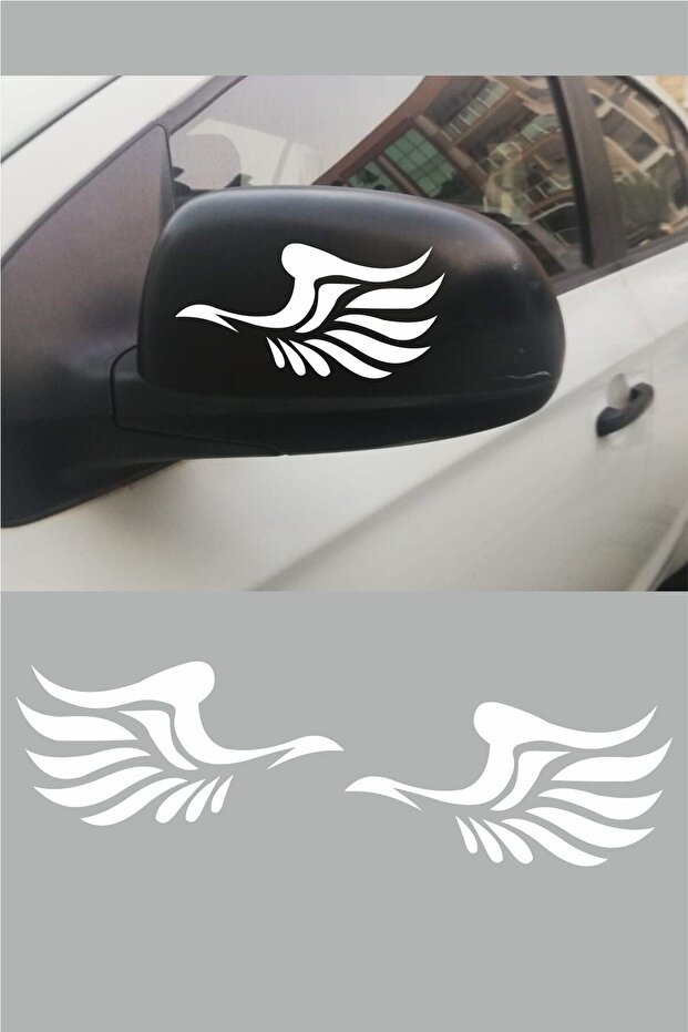 Wing Side Mirror Auto Special New Quality Quality Sticker White Right-Left 2 Pieces 12*6 cm