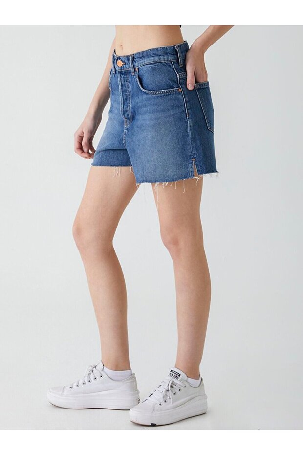 Deana Yüksek Bel Jean Şort - 4