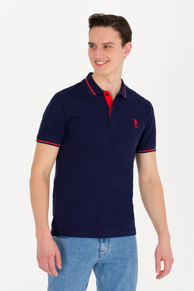 Navy Blue Men's Polo Collar T-Shirt - 50264890 -VR033