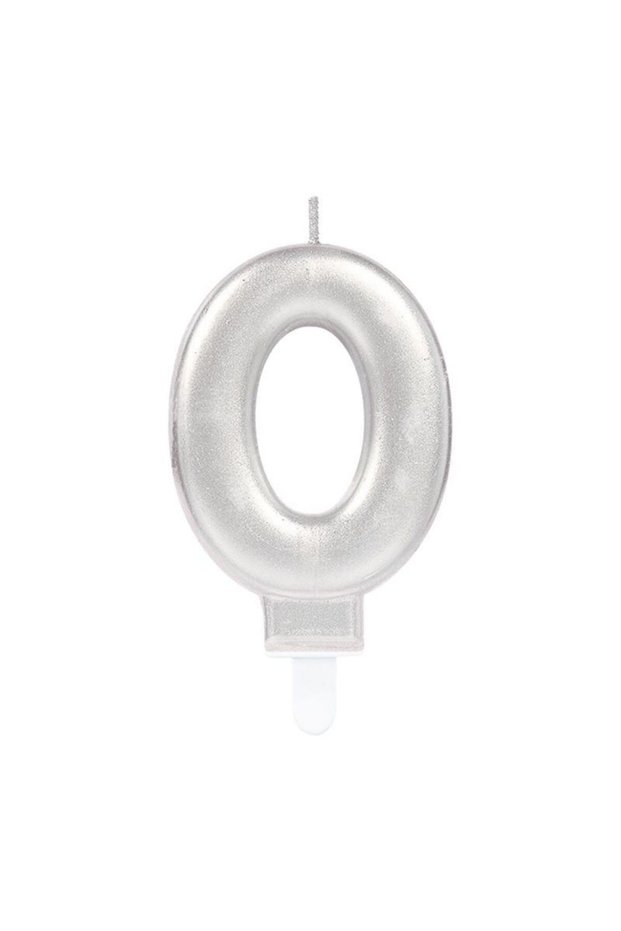 0 Number Candle Silver Color