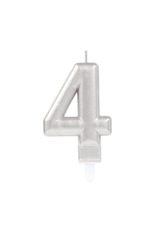 4 شموع على شكل أرقام لون فضي