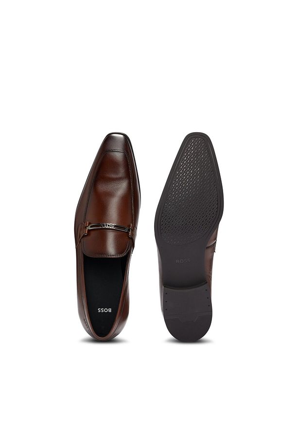Markalı donanımlı deri slip-on mokasen ayakkabı - 4