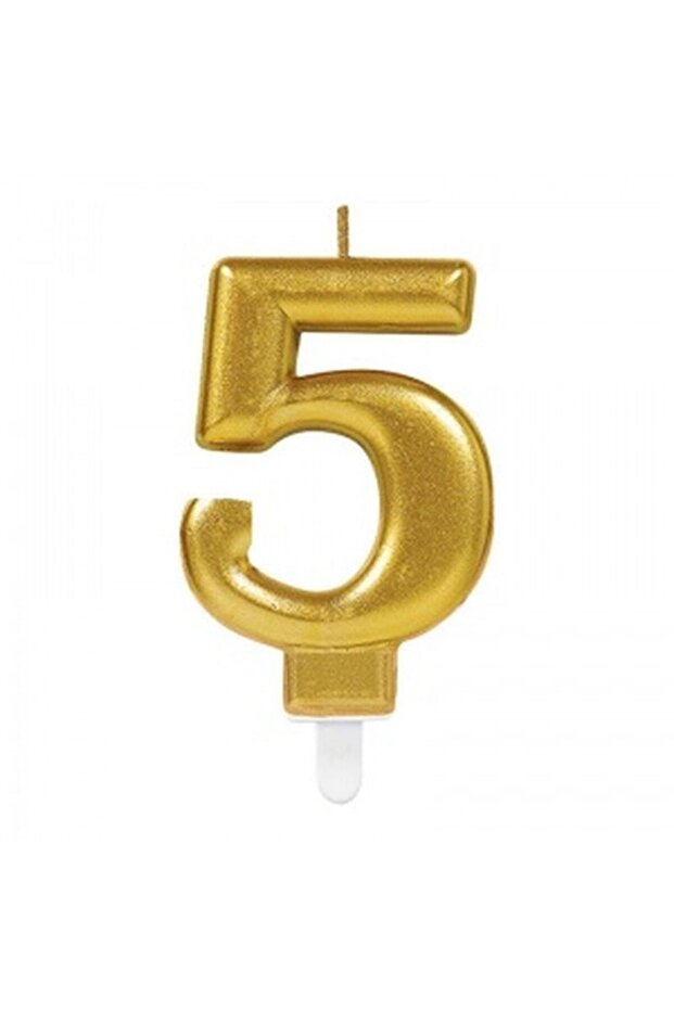 5 أرقام شمعية ذهبية اللون