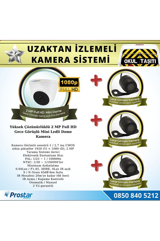 Okul Servis Kamera Sistemi Seti Uzaktan Izlemeli 4 Kameralı 7" Hdmi Monitör 320 Gb Harddisk Dahil - 3