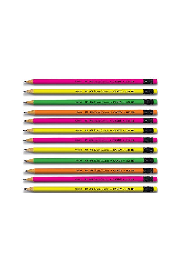 Faber Castell Faber Candy Silgili Yuvarlak Kurşun Kalem 12 Li Paket (5244112800)