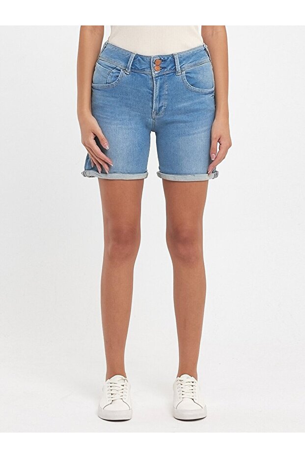 Rosına Orta Bel Jean Şort - 2