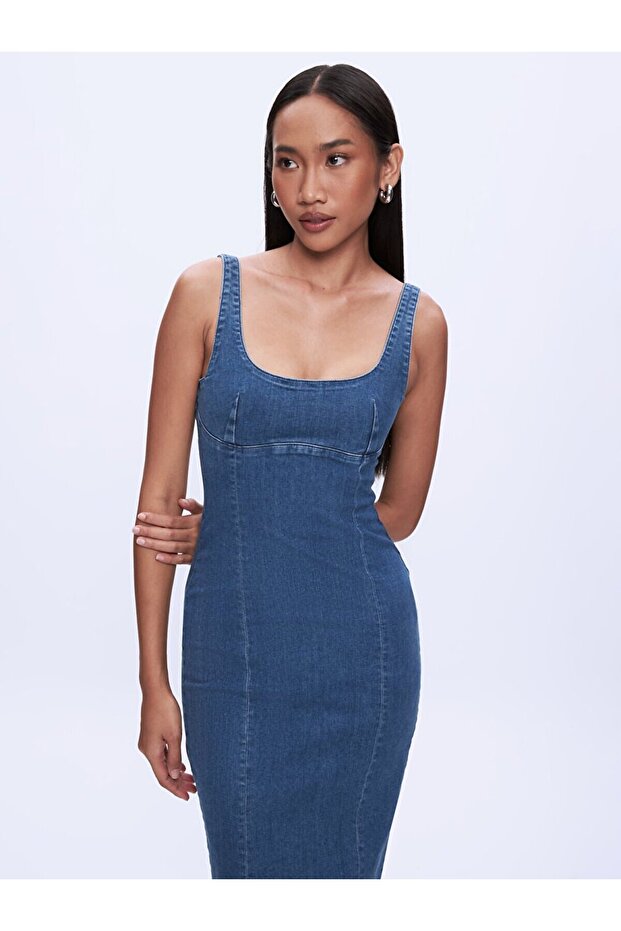 Sharon Long Jean Elbise - 2