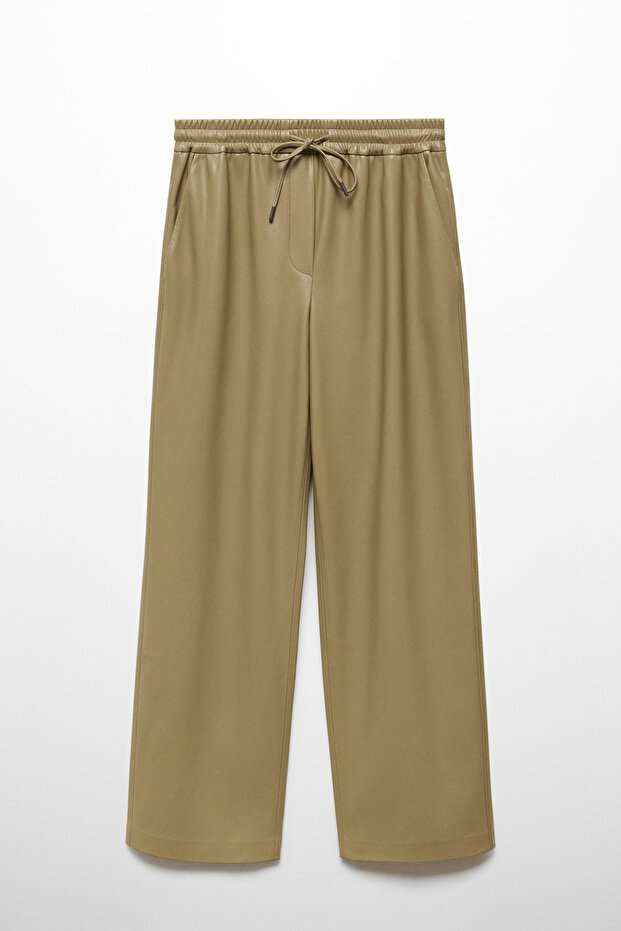 Leather-effect elastic waist trousers - 3