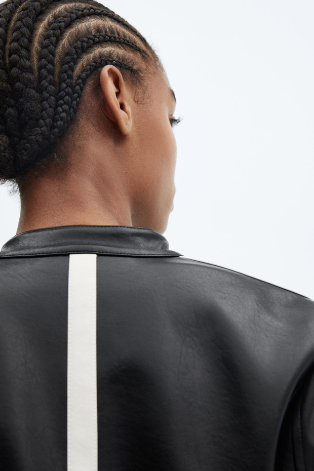 Faux-leather biker jacket - 7