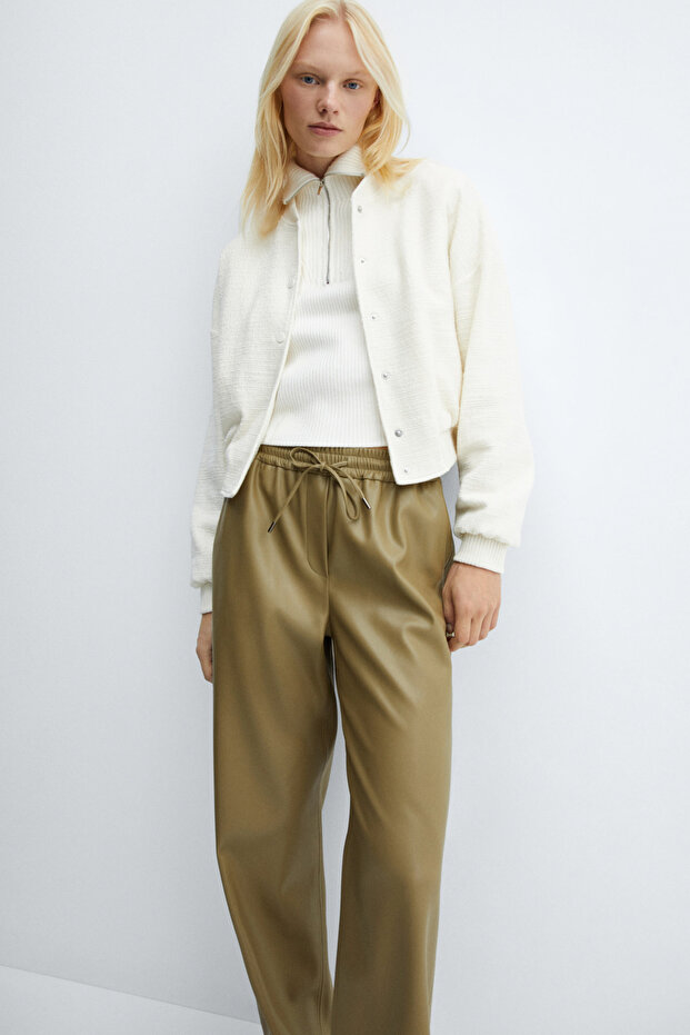 Leather-effect elastic waist trousers - 5