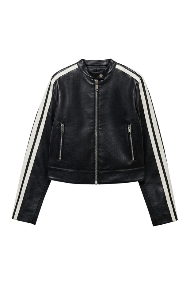 Faux-leather biker jacket - 4