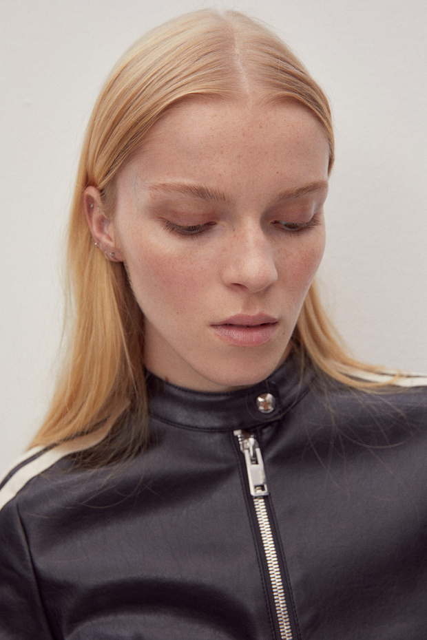 Faux-leather biker jacket - 8