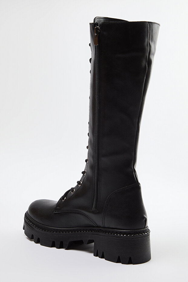 Gruba podeszwa czarne damskie buty - sznurowane, Takaw25Cz00015 - 6