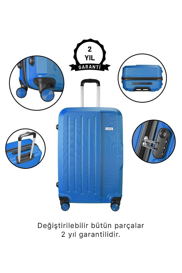 Wx-210 Çivit Mavi Büyük Boy Valiz - 5