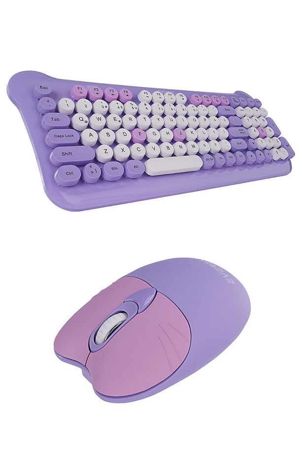 KM-6244 BUNNY Renkli Tuşlu Mor 2.4 ghz + BT Kablosuz Q Multimedia Klavye + Mouse Set - 1