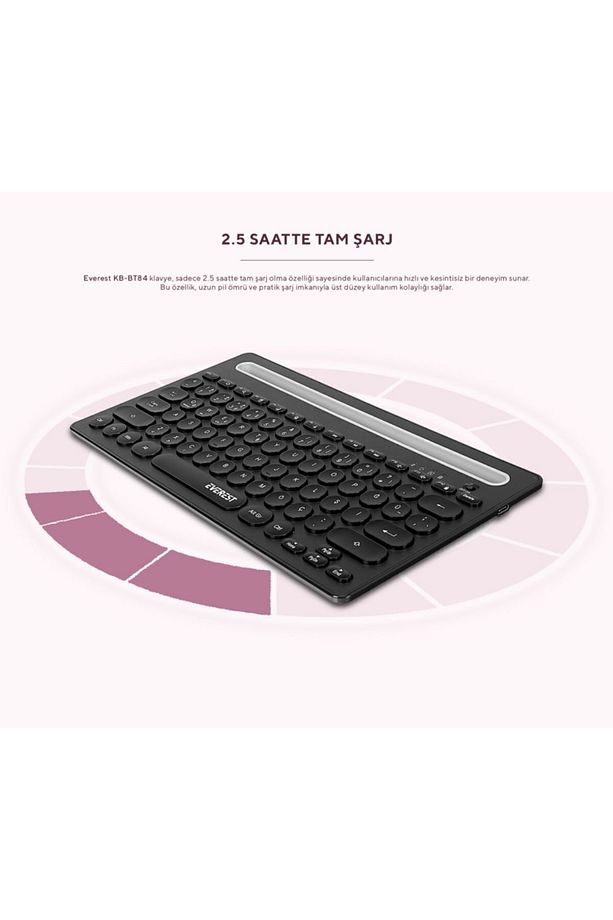Bluetooth Ultra İnce+Şarjlı Q Mac/Win/Android/Ios Uyumlu Kablosuz klavye - 6