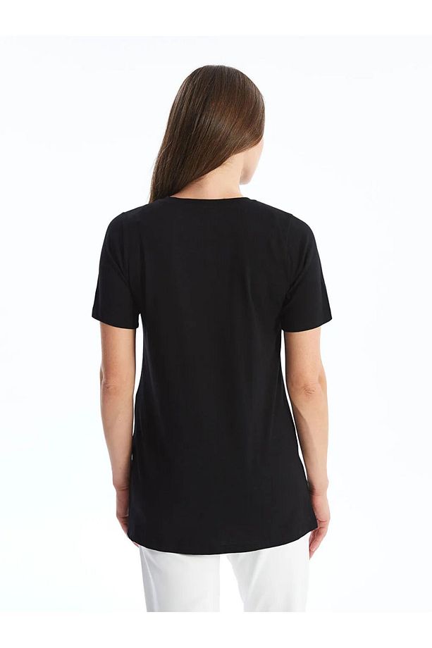 LCW Comfort Bisiklet Yaka Kadın Tişört - 3