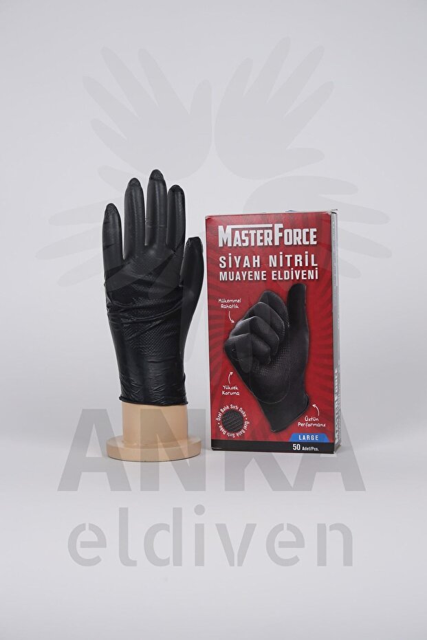 Master Force Nitril Pudrasız Kalın Siyah Eldiven Large 50'li - 1