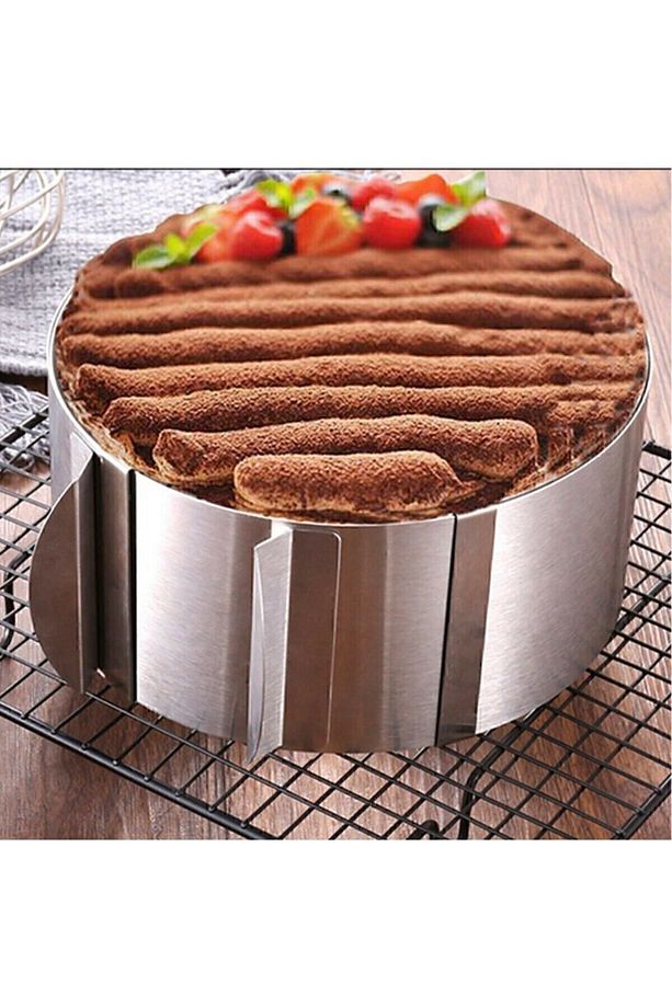 Kek Ve Pasta Paslanmaz Yuvarlak Kelepçeli Ayarlanabilir Kalıbı Çember Ayarlanır Pandispanya Kalıp - 6
