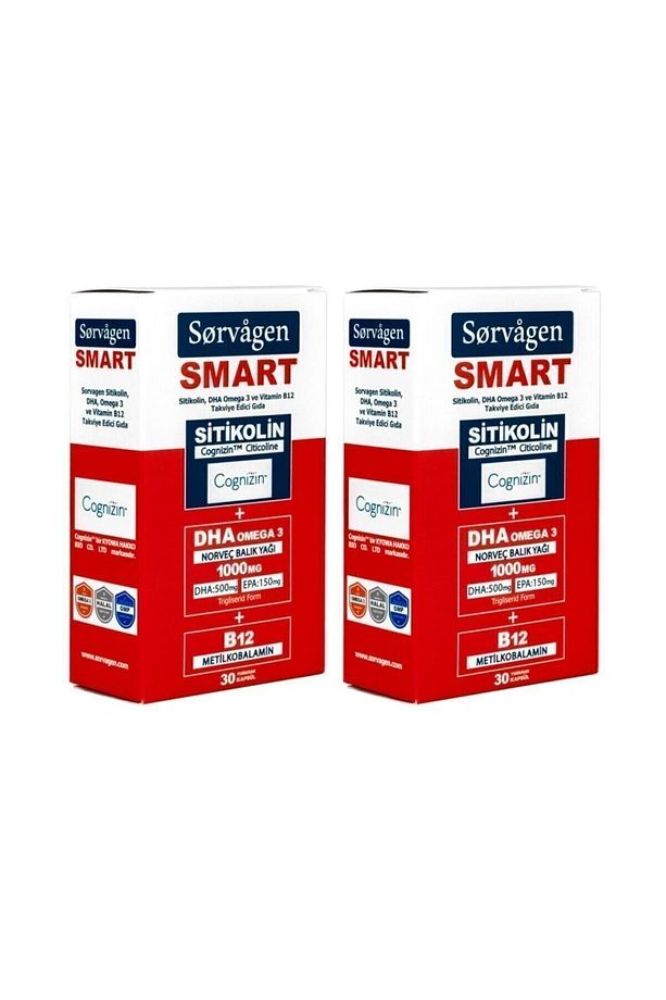 Smart Sitikolin, Dha Omega 3 Ve B12 (30 Kapsül) - 2 Adet - 1