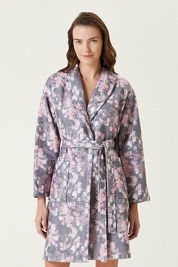 Şakura Baskılı Kadın Bornoz - 2