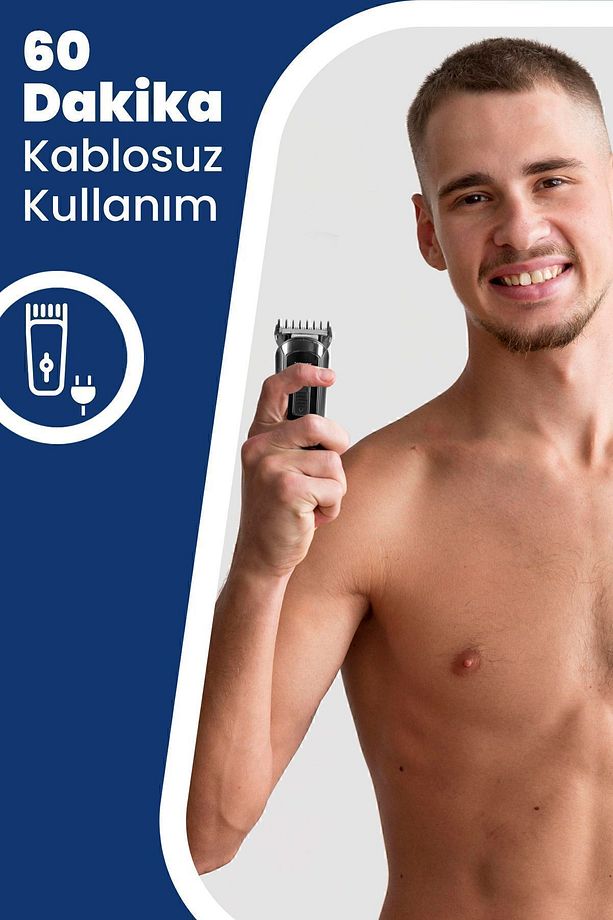 Axel 13in1 Hızlı Şarj Özellikli Kablolu Kablosuz Paslanmaz Çelik 21 Kademeli Erkek Bakım Seti - 4