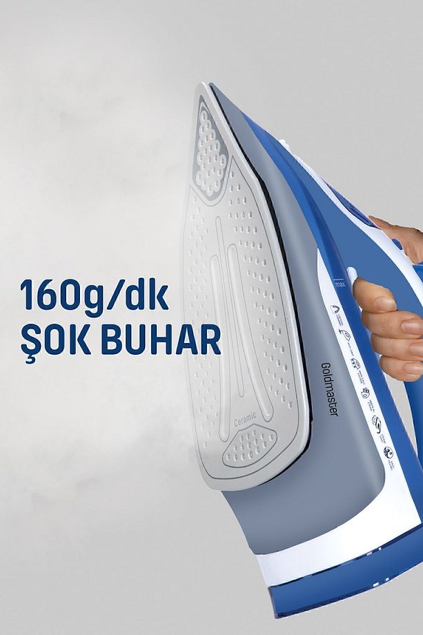 Maxipress Mavi 2200 Watt Seramik Tabanlı 160 gr Şok Buharlı Ütü - 3