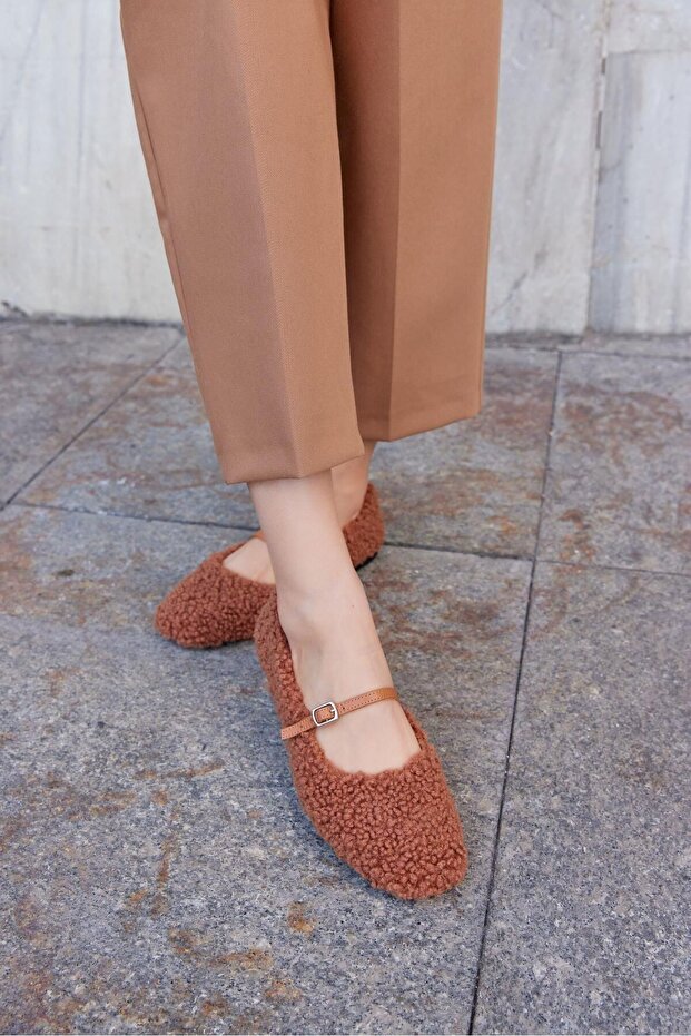 Poffy Taba Hakiki Deri Kadın Babet - 5