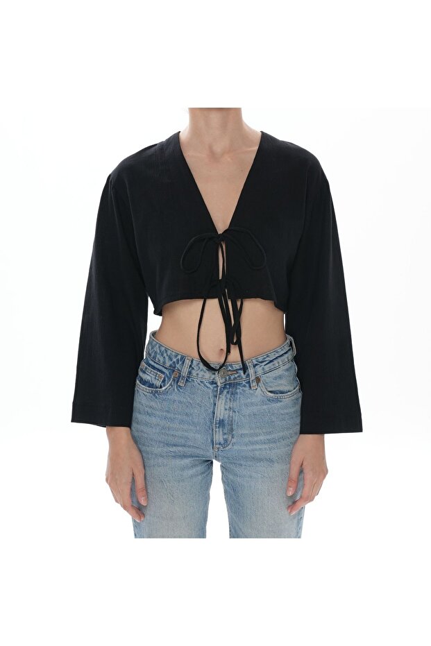 Grace Linen Blouse - Blouse with Lace-Up Front