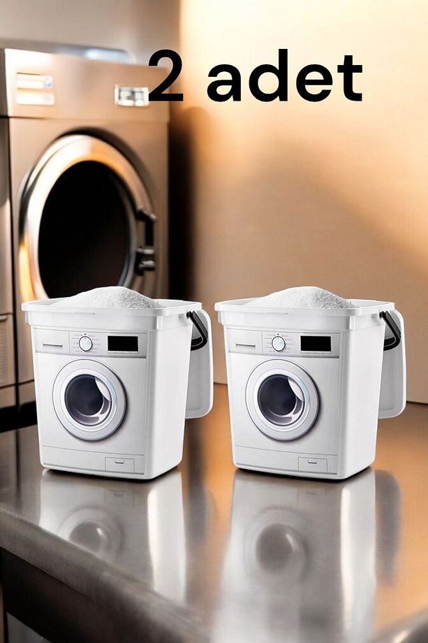 12 Litre Dekoratif Deterjanlık Deterjan Kutusu Deterjan Kabı - 6 6l Makine Şekilli (2li) - 1