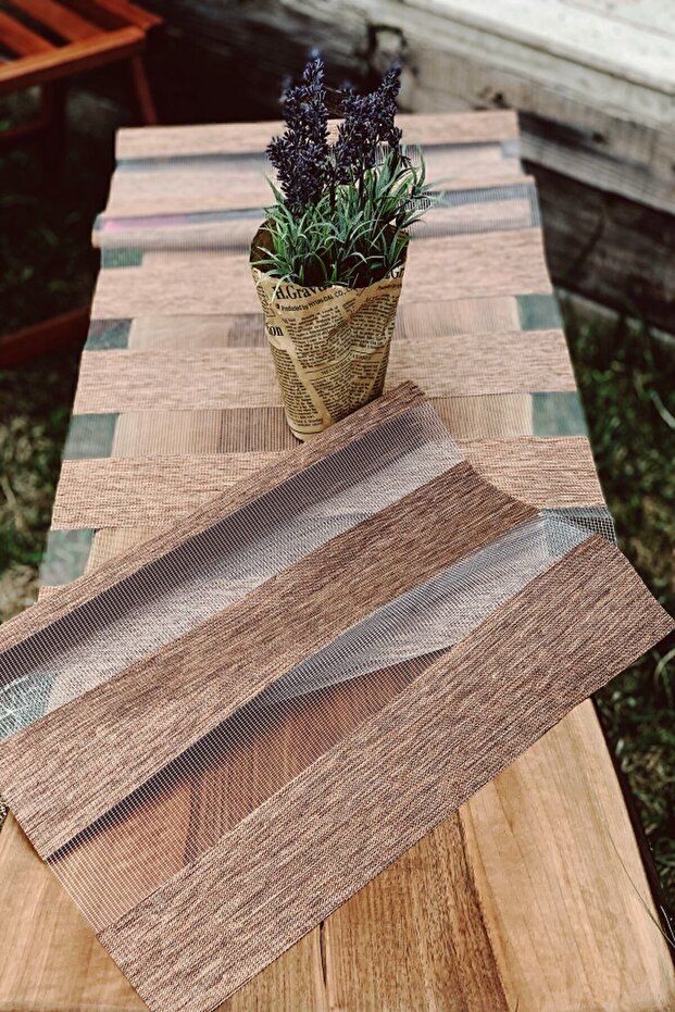 Bambu Görünümlü Modern Lazer Kesim Runner - 1