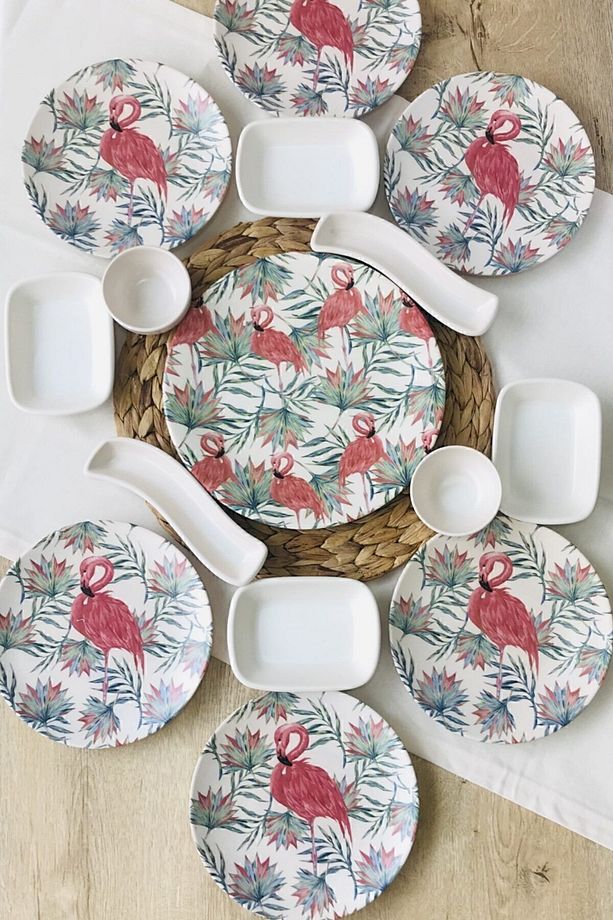 Keramika 6 Kişilik 15 Parça Flamingo Kahvaltı Takımı - 3