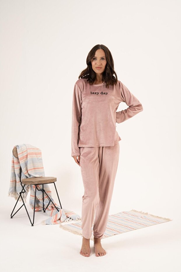 Kadın Kışlık Lazy Day Kadife Pijama Takımı - 5