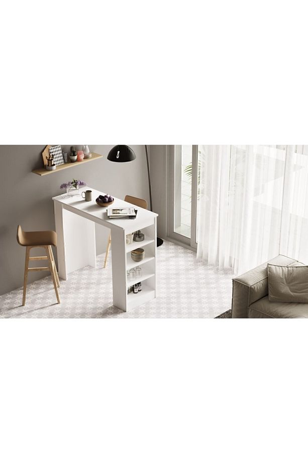 Style Bar Masası Mutfak Yemek Masası Beyaz St1-w - 5