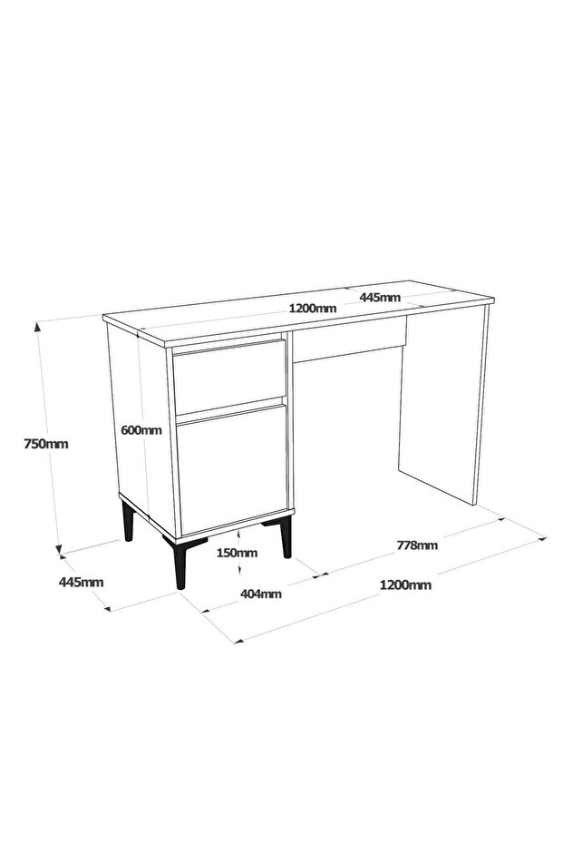 Aristo Çalışma Masası Çekmeceli Kapaklı Keçe-antrasit Ar8-ka - 7